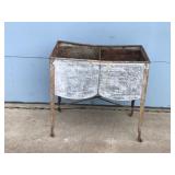 Vintage Metal Double Sided Washed Tub on Wheels