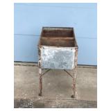 Vintage Metal Double Sided Washed Tub on Wheels