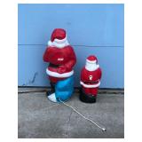 2 - Vintage Santa Claus Lighted Blow Molds