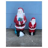 2 - Vintage Santa Claus Lighted Blow Molds