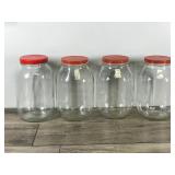 4 - Vintage Glass Jars with Metal Lids