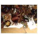 Flat of vintage jewelry incxludi9ng sterling silver, Monet, West Germany, Trifari, and more