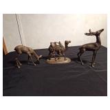 2 brass deer and a camel