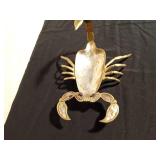 Vintage brass and copper Mexican Scorpian shaped tray with abalone inlay in the claws