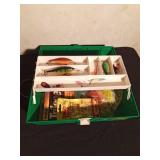 Green Plano tackle box of tackle