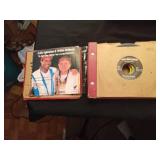 Vintage 45 records in a vintage record album