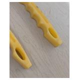 Par of Heavy Duty Wire Bristle Brushes - Yellow Poly Handles