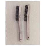 Pair of Forney Wire Bristle Brushes - Wood