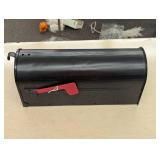 Standard Black Mail Box with Red Flag