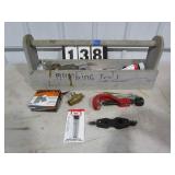 Wood Tool Box with Plumbing Tools