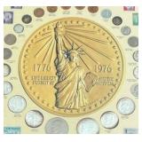 Framed United States 20th Century Coins - 1986 One Ounce (.999) Silver Coin, 1890 Morgan Silver Dollar, 1944 Walking Liberty Half Dollar, 1913 Barber Half Dollar, 1930 Standing Liberty Quarter and Mor