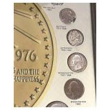 Framed United States 20th Century Coins - 1986 One Ounce (.999) Silver Coin, 1890 Morgan Silver Dollar, 1944 Walking Liberty Half Dollar, 1913 Barber Half Dollar, 1930 Standing Liberty Quarter and Mor