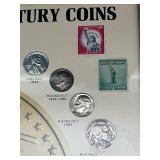 Framed United States 20th Century Coins - 1986 One Ounce (.999) Silver Coin, 1890 Morgan Silver Dollar, 1944 Walking Liberty Half Dollar, 1913 Barber Half Dollar, 1930 Standing Liberty Quarter and Mor