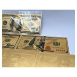 Gold Foil Novelty USA Banknotes - Excellent Condition