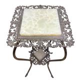 O - Antique Victorian Brass and Onyx Plant Stand O - Antique Victorian Brass and Onyx Plant Stand