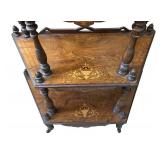 FR -Antique Victorian Inlaid Burled Walnut Four Tiered Corner Whatnot FR -Antique Victorian Inlaid Burled Walnut Four Tiered Corner Whatnot