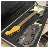 O - Fender Squier II Stratocaster - Black Electric Guitar w/ Case & Cable O - Fender Squier II Stratocaster - Black Electric Guitar w/ Case & Cable