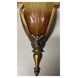 FR - Pair of Vintage Art Deco Amber Glass Wall Sconces by Mid-West FR - Pair of Vintage Art Deco Amber Glass Wall Sconces by Mid-West