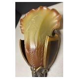 FR - Pair of Vintage Art Deco Amber Glass Wall Sconces by Mid-West FR - Pair of Vintage Art Deco Amber Glass Wall Sconces by Mid-West