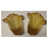 FR - Pair of Vintage Art Deco Amber Glass Wall Sconces by Mid-West FR - Pair of Vintage Art Deco Amber Glass Wall Sconces by Mid-West