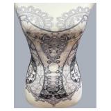 LLR - Dress Form Mannequin - Corset Print Decorative Bust on Black Tripod Stand LLR - Dress Form Mannequin - Corset Print Decorative Bust on Black Tripod Stand