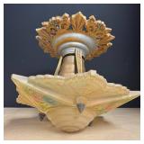 LLR - Antique 1920's Art Deco Slip Shade Chandelier / Antique Art Deco Flush Mount Chandelier LLR - Antique 1920's Art Deco Slip Shade Chandelier / Antique Art Deco Flush Mount Chandelier