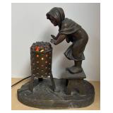 LLR - Antique French Spelter Figural Frileuse Lamp - Aristide De Ranieri French Spelter Figure LLR - Antique French Spelter Figural Frileuse Lamp - Aristide De Ranieri French Spelter Figure