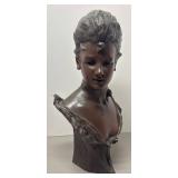 O - Vintage 'Unmasked Young Girl' Bronze Bust by Georges Van Straeten O - Vintage 'Unmasked Young Girl' Bronze Bust by Georges Van Straeten
