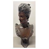 O - Vintage 'Unmasked Young Girl' Bronze Bust by Georges Van Straeten O - Vintage 'Unmasked Young Girl' Bronze Bust by Georges Van Straeten