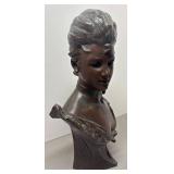 O - Vintage 'Unmasked Young Girl' Bronze Bust by Georges Van Straeten O - Vintage 'Unmasked Young Girl' Bronze Bust by Georges Van Straeten