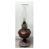 O - Vintage Oil Lamp with Bronze Tone Base O - Vintage Oil Lamp with Bronze Tone Base