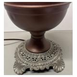 O - Vintage Oil Lamp with Bronze Tone Base O - Vintage Oil Lamp with Bronze Tone Base