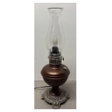 O - Vintage Oil Lamp with Bronze Tone Base O - Vintage Oil Lamp with Bronze Tone Base