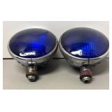 LLR - Two Vintage Unity Mfg. Co Spotlights - Cobalt Blue Lenses Model: S-3 LLR - Two Vintage Unity Mfg. Co Spotlights - Cobalt Blue Lenses Model: S-3
