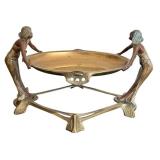 DR - Vintage Art Nouveau Centerpiece Bowl With Twin Female Figures On Ornate Stand DR - Vintage Art Nouveau Centerpiece Bowl With Twin Female Figures On Ornate Stand