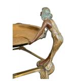 DR - Vintage Art Nouveau Centerpiece Bowl With Twin Female Figures On Ornate Stand DR - Vintage Art Nouveau Centerpiece Bowl With Twin Female Figures On Ornate Stand