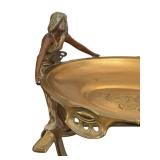 DR - Vintage Art Nouveau Centerpiece Bowl With Twin Female Figures On Ornate Stand DR - Vintage Art Nouveau Centerpiece Bowl With Twin Female Figures On Ornate Stand