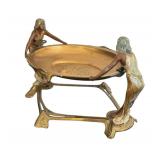 DR - Vintage Art Nouveau Centerpiece Bowl With Twin Female Figures On Ornate Stand DR - Vintage Art Nouveau Centerpiece Bowl With Twin Female Figures On Ornate Stand
