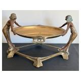 DR - Vintage Art Nouveau Centerpiece Bowl With Twin Female Figures On Ornate Stand DR - Vintage Art Nouveau Centerpiece Bowl With Twin Female Figures On Ornate Stand