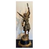 DR - Richesse Par Bessonnes - Antique French Cast Metal Angel Sculpture DR - Richesse Par Bessonnes - Antique French Cast Metal Angel Sculpture
