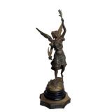 DR - Richesse Par Bessonnes - Antique French Cast Metal Angel Sculpture DR - Richesse Par Bessonnes - Antique French Cast Metal Angel Sculpture