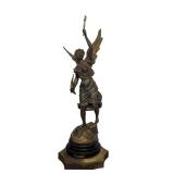 DR - Richesse Par Bessonnes - Antique French Cast Metal Angel Sculpture DR - Richesse Par Bessonnes - Antique French Cast Metal Angel Sculpture