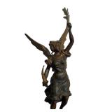 DR - Richesse Par Bessonnes - Antique French Cast Metal Angel Sculpture DR - Richesse Par Bessonnes - Antique French Cast Metal Angel Sculpture