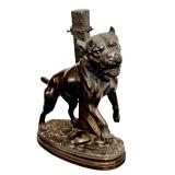 DR - LECOURTIER Bulldog Sculpture - Antique French Dog DR - LECOURTIER Bulldog Sculpture - Antique French Dog