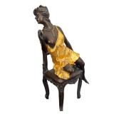 DR - Erotic Dancer Sculpture on Chair - Antique Metal Art Deco Figure DR - Erotic Dancer Sculpture on Chair - Antique Metal Art Deco Figure