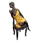 DR - Erotic Dancer Sculpture on Chair - Antique Metal Art Deco Figure DR - Erotic Dancer Sculpture on Chair - Antique Metal Art Deco Figure