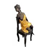 DR - Erotic Dancer Sculpture on Chair - Antique Metal Art Deco Figure DR - Erotic Dancer Sculpture on Chair - Antique Metal Art Deco Figure