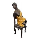 DR - Erotic Dancer Sculpture on Chair - Antique Metal Art Deco Figure DR - Erotic Dancer Sculpture on Chair - Antique Metal Art Deco Figure