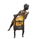 DR - Erotic Dancer Sculpture on Chair - Antique Metal Art Deco Figure DR - Erotic Dancer Sculpture on Chair - Antique Metal Art Deco Figure