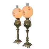 Pair of Antique Parlor Lamps Pair of Antique Parlor Lamps